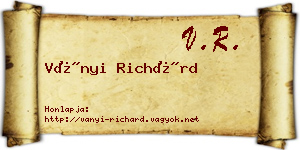 Ványi Richárd névjegykártya